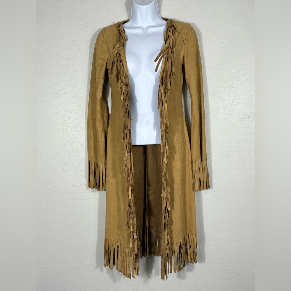 Vintage xi True Y2K Fringe long open Cardigan 2000’s‎ Grunge Small